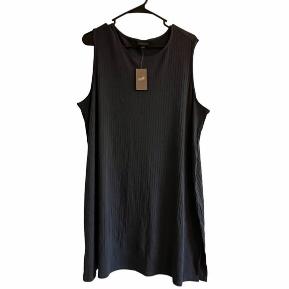 J Jill Tank Sleeveless Tunic Dress Ribbed Side Split Pullover Carbon‎ Gray XL - Picture 1 of 9